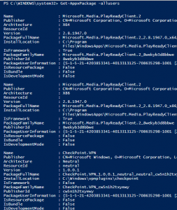 Get-AppxPackage