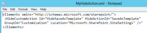 MyHideAction XML file