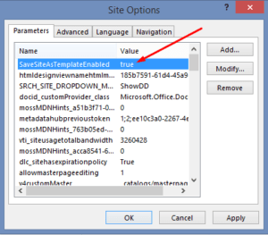 Set SaveSiteAsTemplateEnabled to true