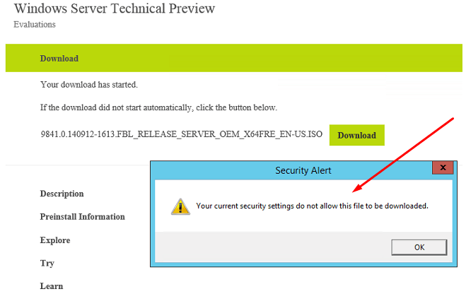 IE Error: Your Current Security Settings Do Not Allow This ...