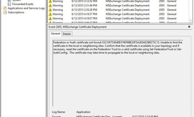 Dealing with a Missing Microsoft Exchange Server Auth Certificate that Causes “Federation or Auth certificate not found” Warnings img