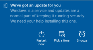 Windows 10 updated notification