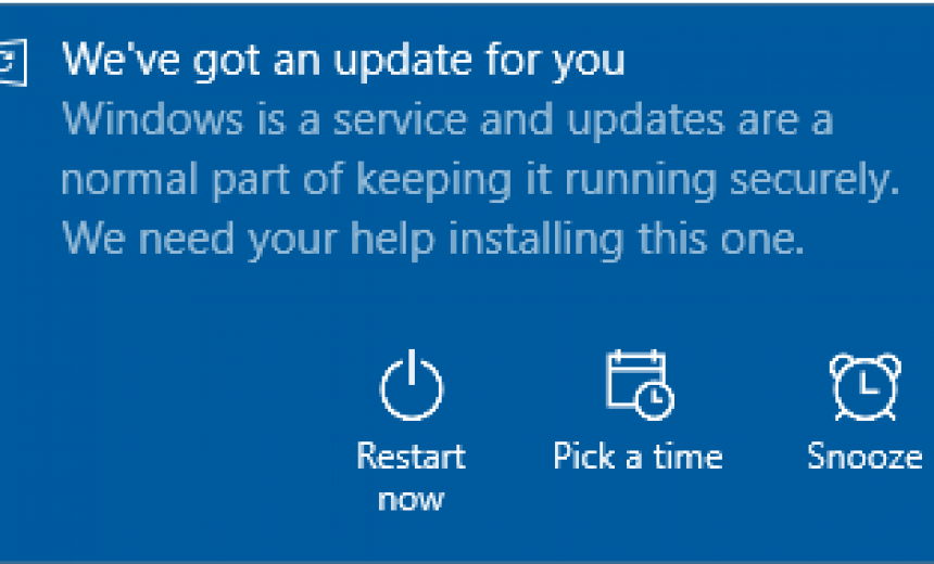 Windows 10 updated notification