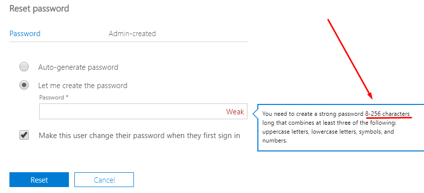 Office 365 supports passwords up to 256 characters