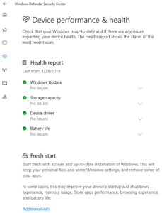 Windows Defender Health Report