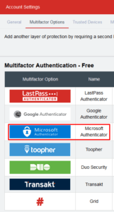 LastPass Supports Microsoft Authenticator