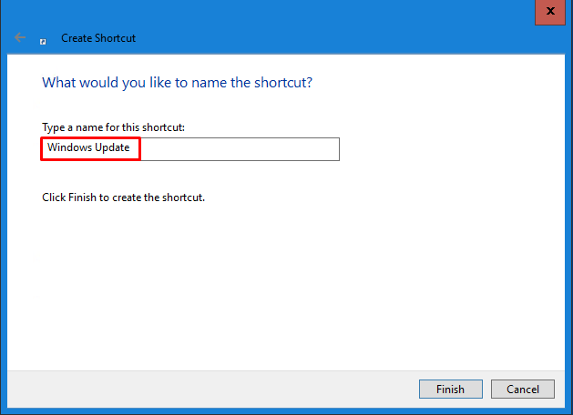 Creating A Shortcut For Windows Update In Windows Server 2019 
