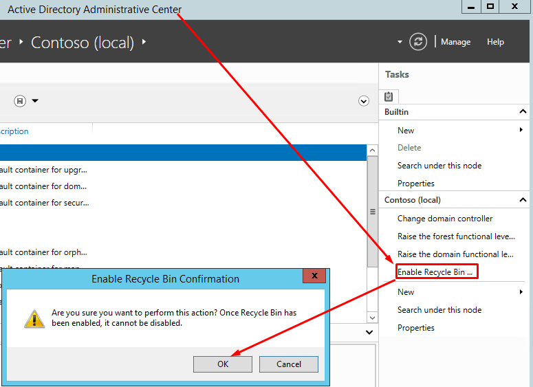 Enabling the Active Directory Recycle Bin in Windows Server 2016