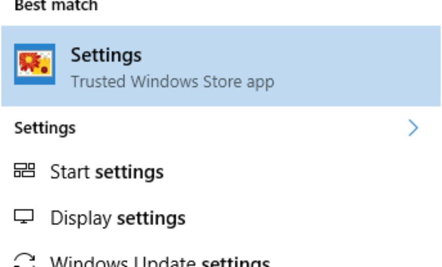Settings - Trusted Windows store app