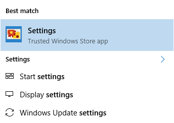 Settings - Trusted Windows store app