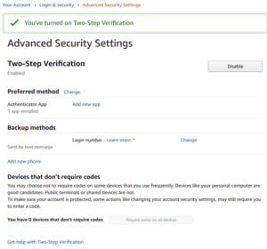 Disable Two-Step Authentication
