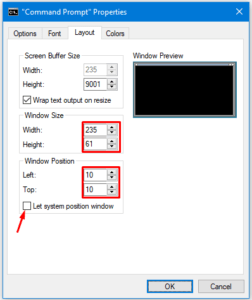 Command Prompt Layout