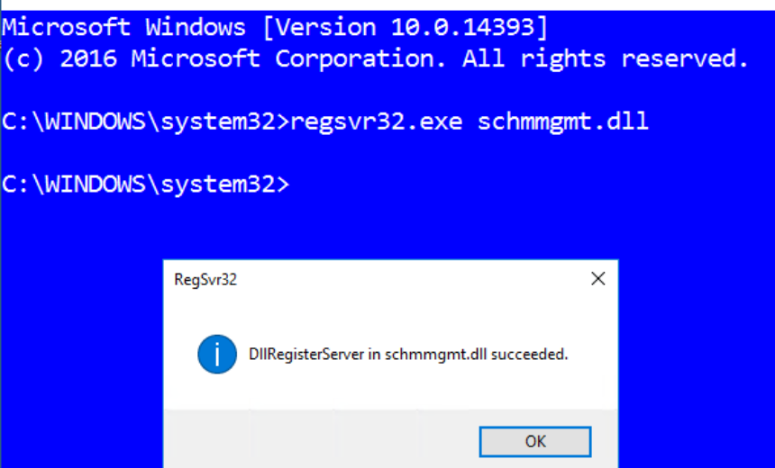 Registering Active Directory Schema Management DLL