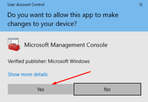 User Account Control window