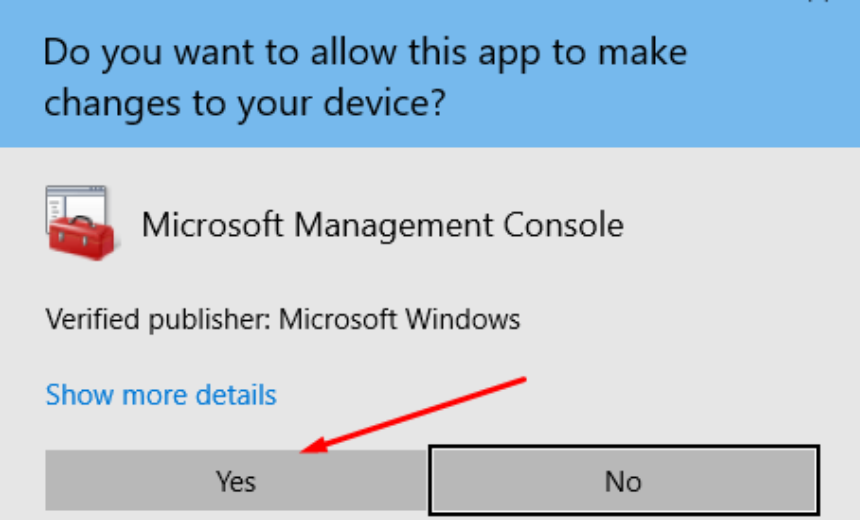 User Account Control window