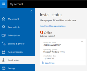 Office 365 Install Status