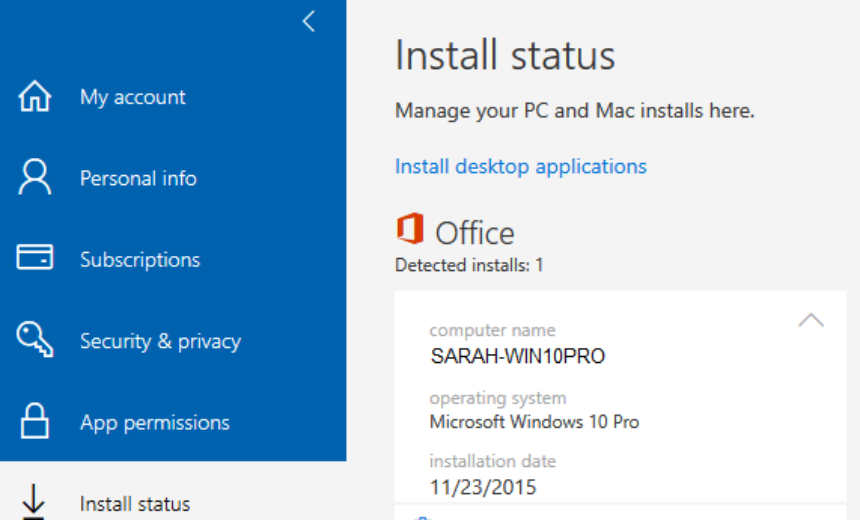 Office 365 Install Status