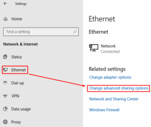 Changing Advanced Sharing Options