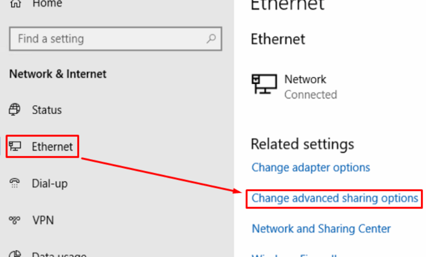 Changing Advanced Sharing Options