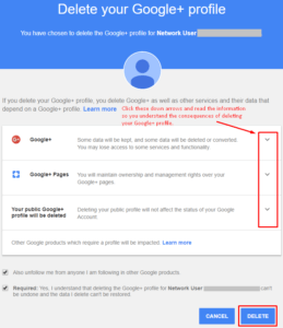 Delete your Google+ profile