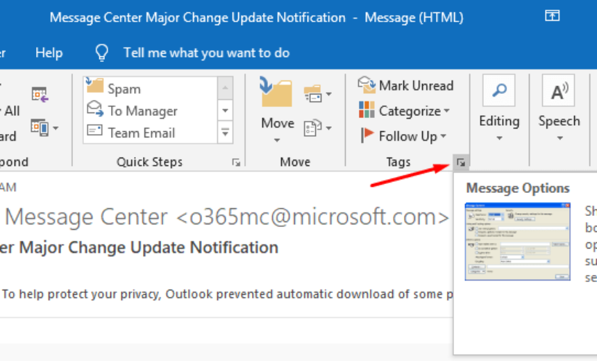 Use Outlook Message Option to View Message Headers