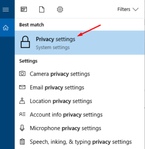 Accessing privacy settings