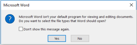 Word isn't your default program