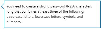 Azure AD password can be 8-256 characters