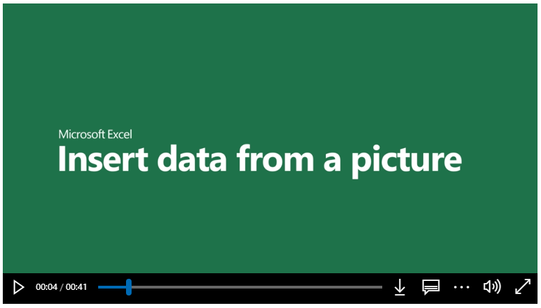 Microsoft Video - Insert data from a picture into Excel