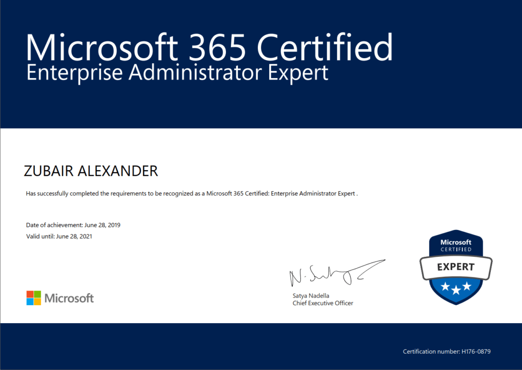 Microsoft 365 Certified Enterprise Administrator Expert