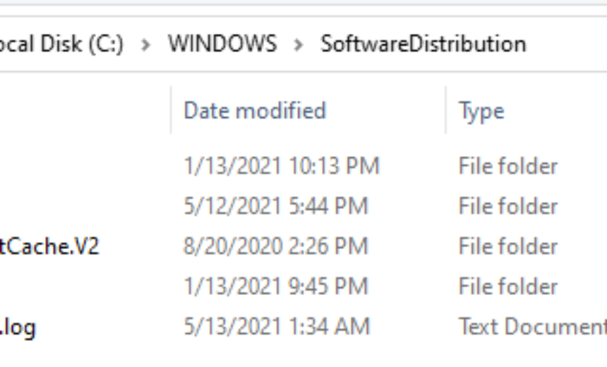 Software Distribution folder in Windows 10