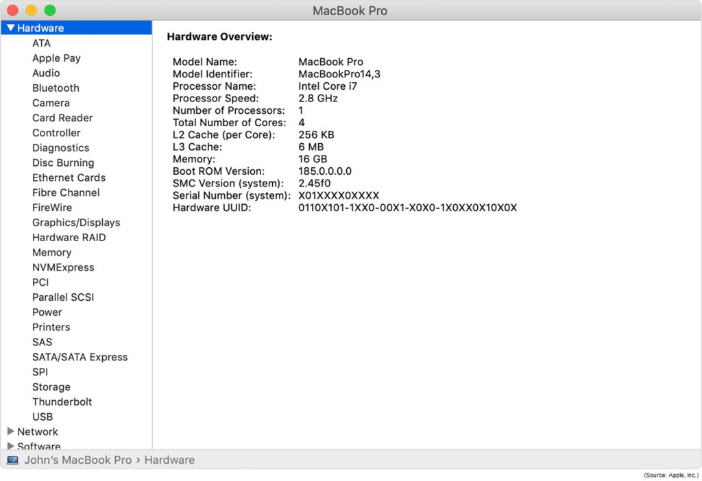 MacBook Pro System Info