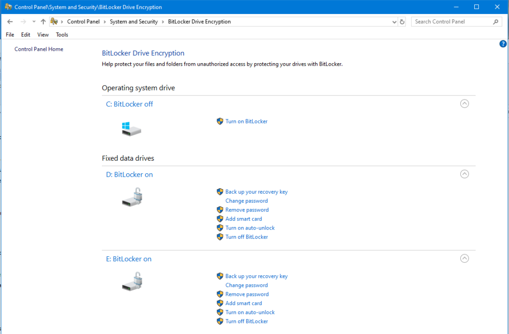 Windows 10 BitLocker