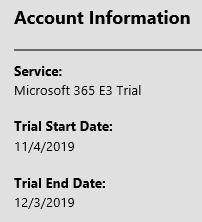 Trial subscription Information