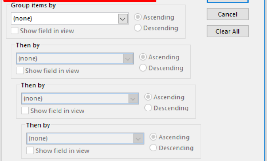 Group by Option in Microsoft Outlook