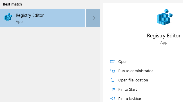 Windows 10 registry editor