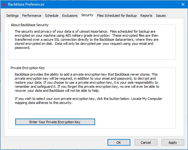  Backblaze Security Preferences