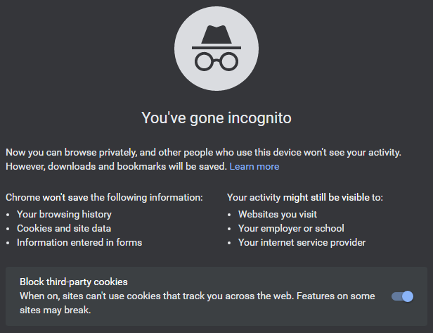 Google Chrome Incognito Mode
