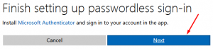 Finish setting up passwordless sign-in