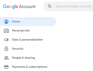 Google Account Categories