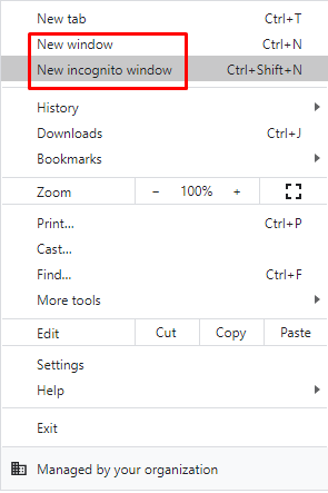 Switching between standard and incognito mode