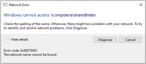 Network error 0x80070043 - The network name could not be found.