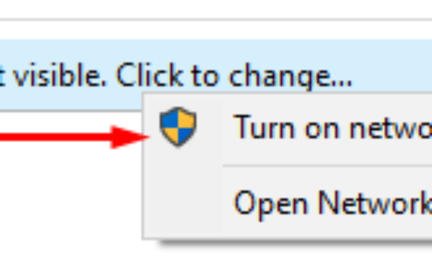 Turn on network discovery and file sharing.