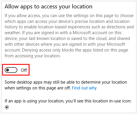Allow apps to access your location