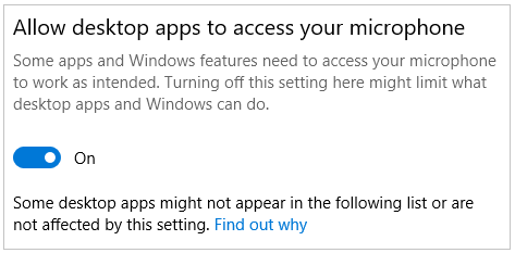 Allow desktop apps to access your microphone