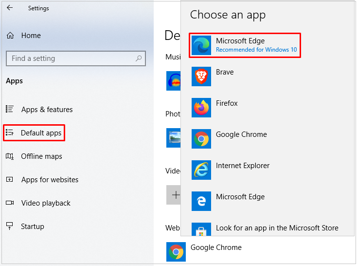 Make Edge the default browser