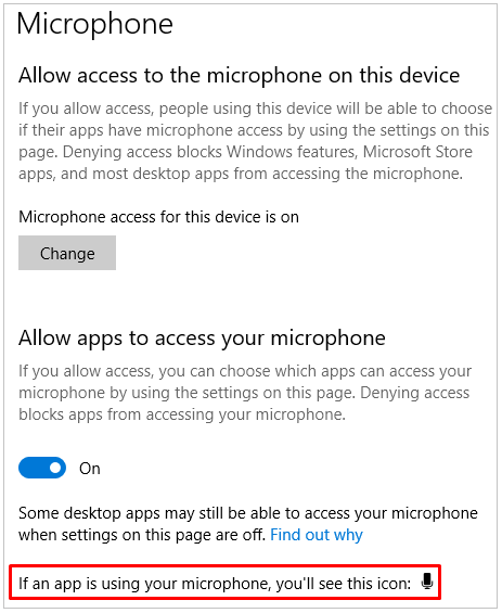 Microphone settings in Windows 10