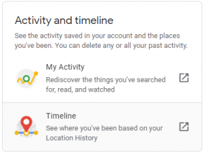Google activity & timeline