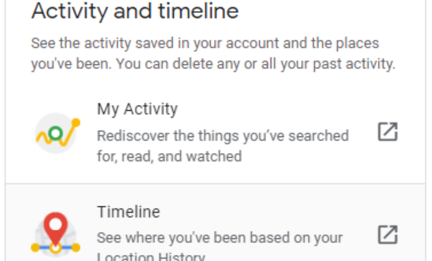 Google activity & timeline