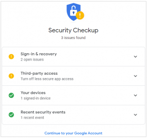 Google Account Security Checkup